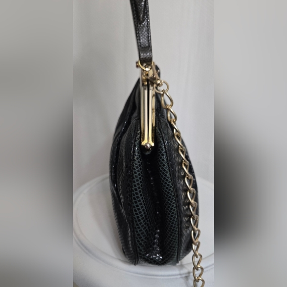 EUC Judith Leiber Vintage Real Snakeskin Handbag with Onyx Closure - Picture 5 of 14